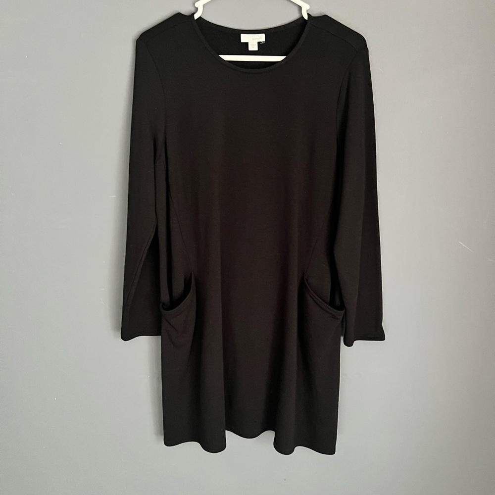 Pure Jill Dress Women’s Size M Black Modal Long Sleeve Stretch Pockets J. Jill